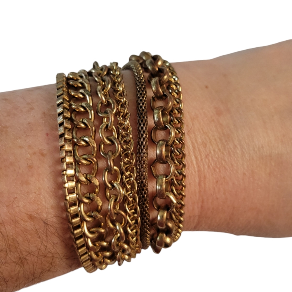 Layered Goldtone Multi Chain Bracelet